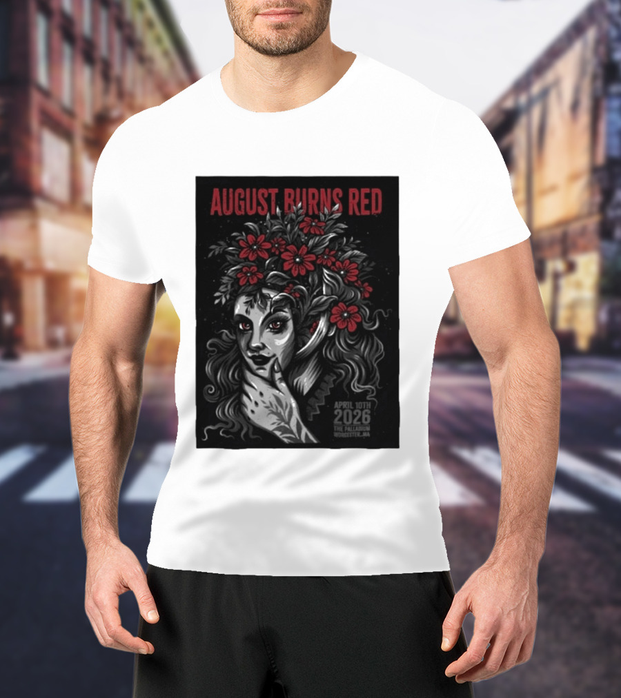 August Burns Red Concert April 10 2026 The Palladium Worcester MA Floral Headpiece T-Shirt