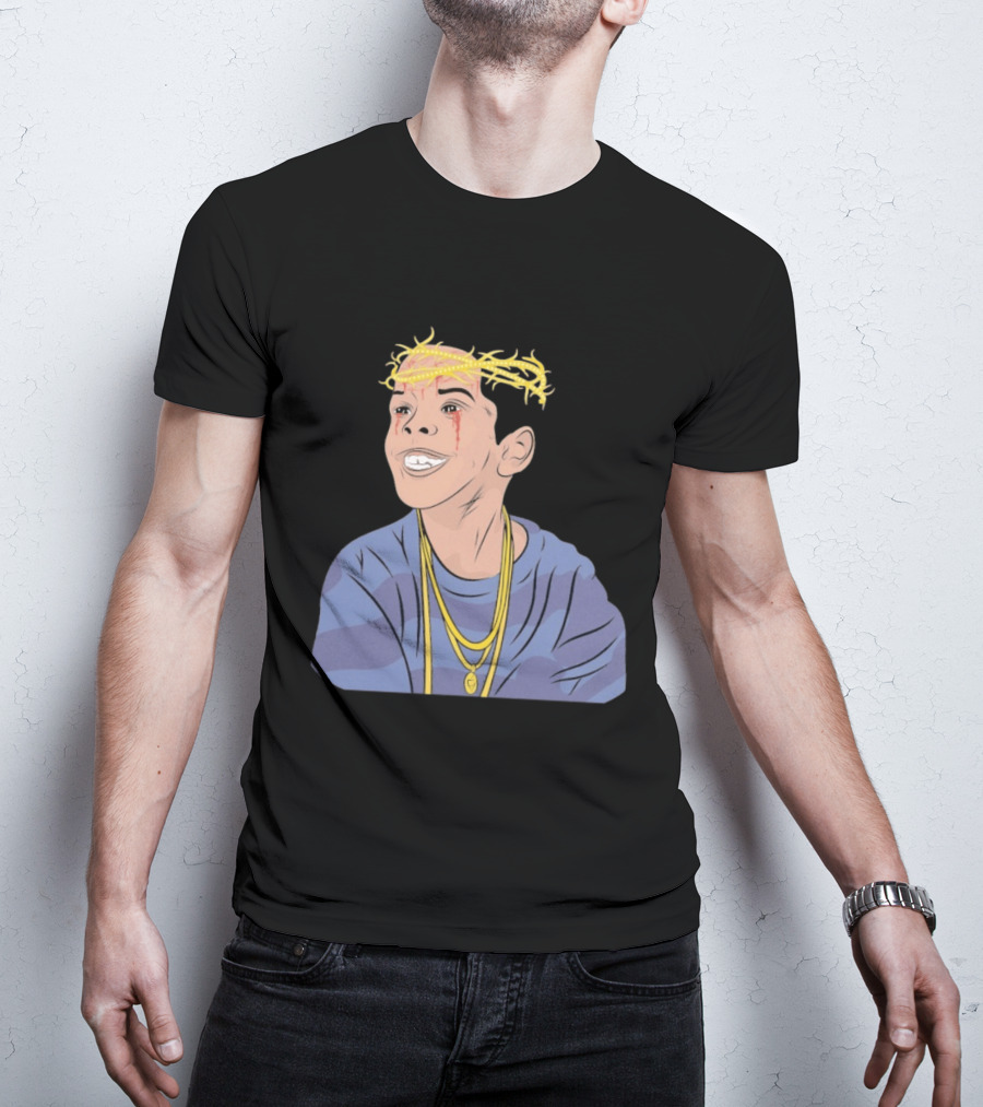 Flygod 10 Year Anniversary Unique Graphic With Golden Crown And Tearful Smile T-Shirt