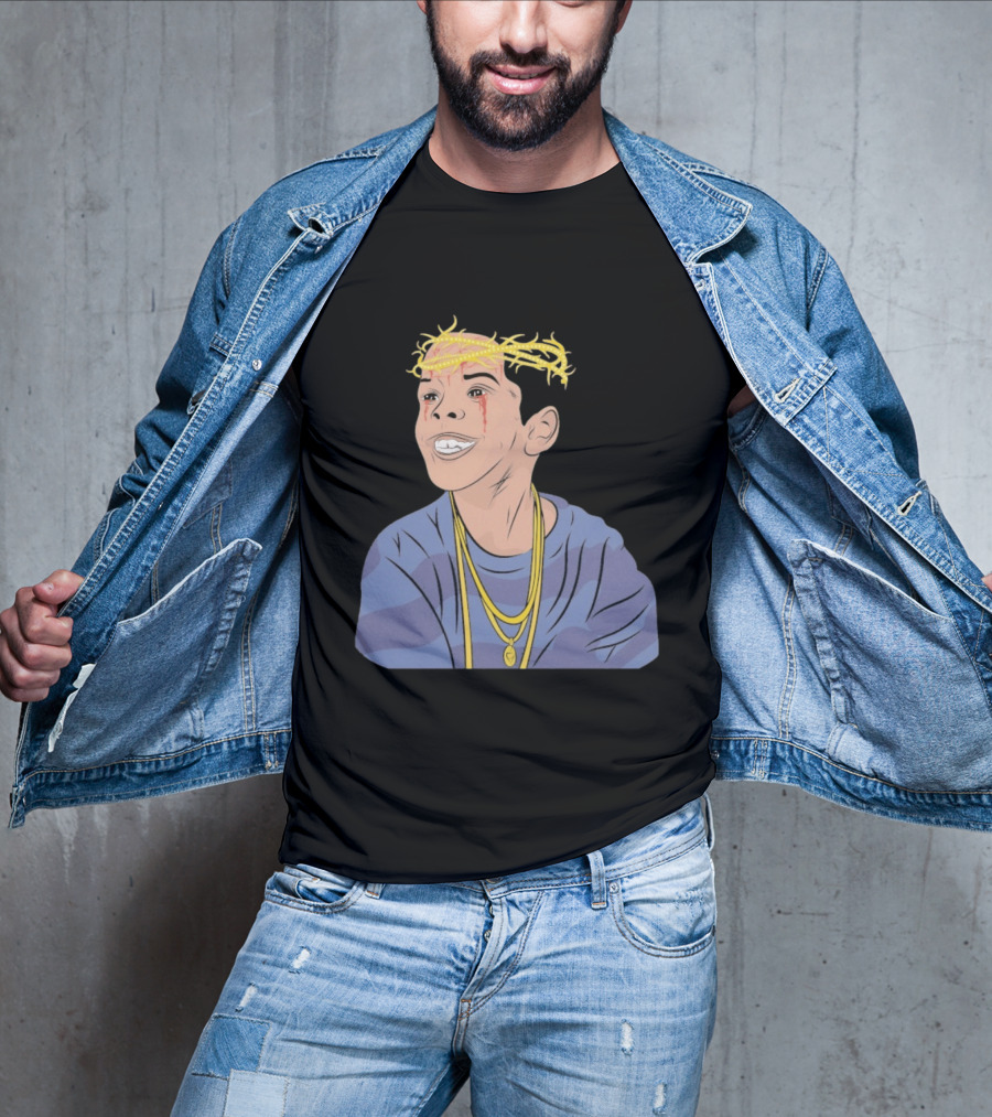 Flygod 10 Year Anniversary Unique Graphic With Golden Crown And Tearful Smile T-Shirt