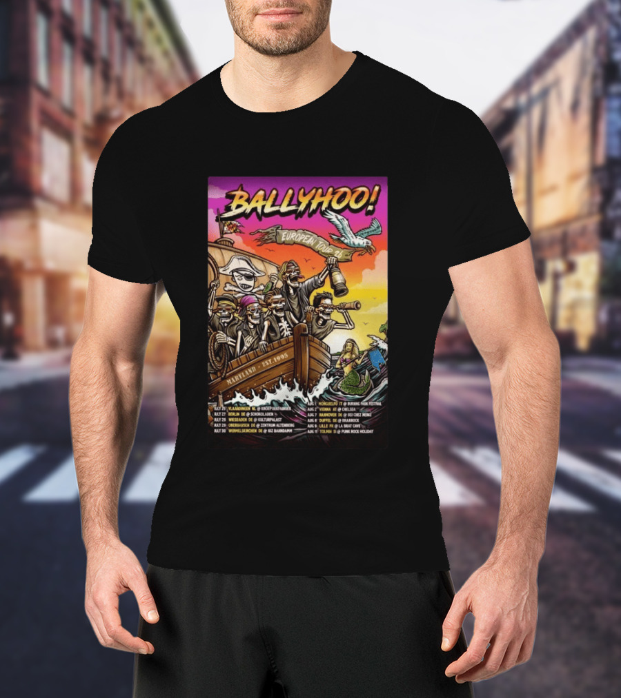 Ballyhoo European Tour 2026 Pirates Maryland Est 1995 T-Shirt