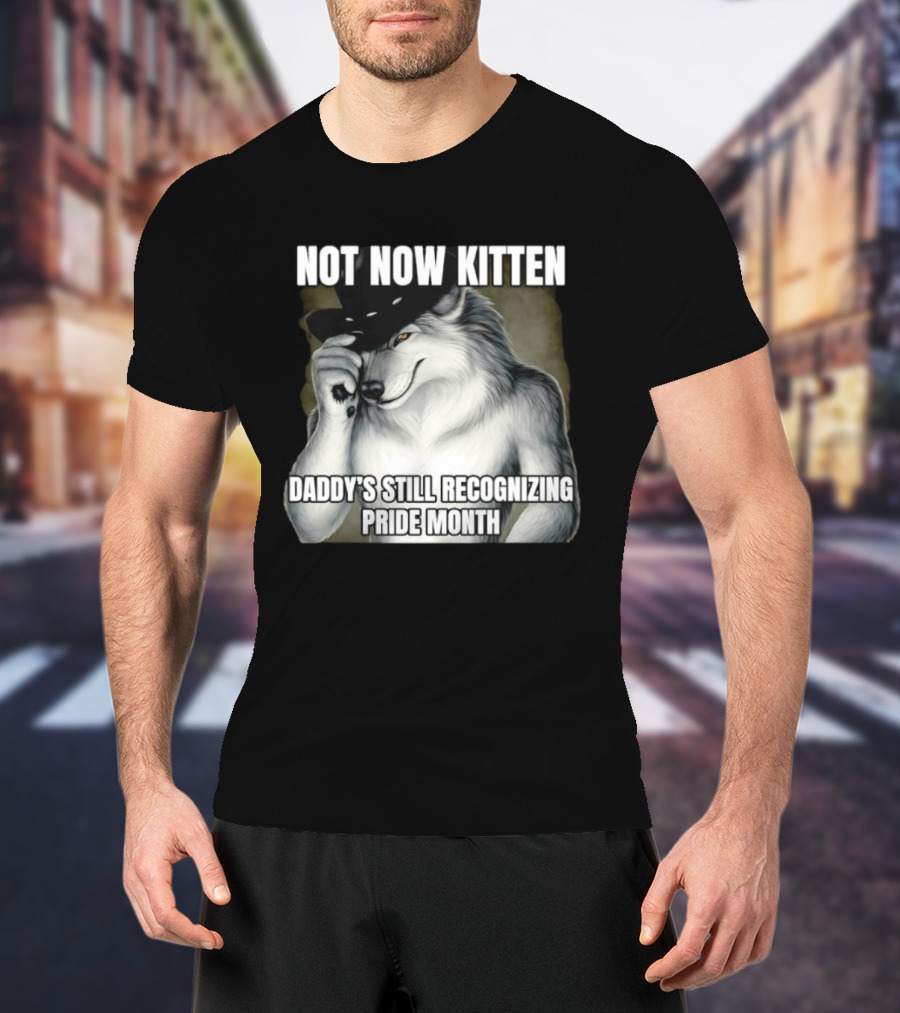 Not Now Kitten Daddy's Still Recognizing Pride Month Wolf T-Shirt