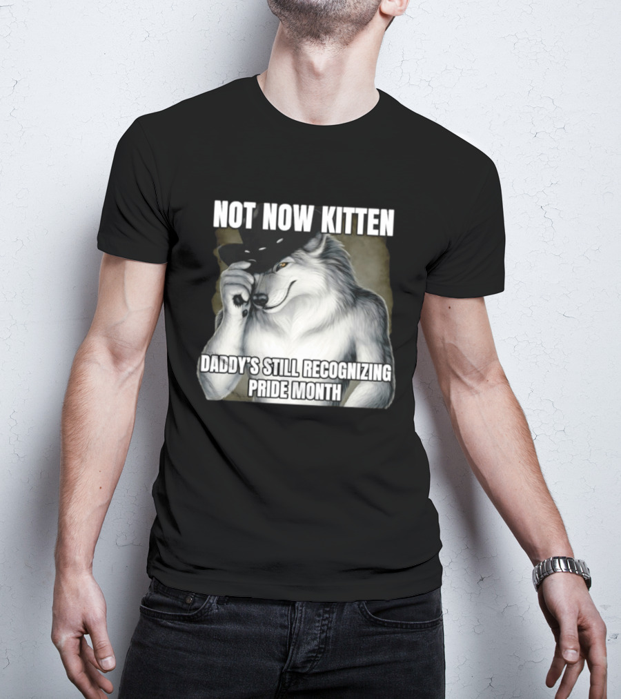 Not Now Kitten Daddy's Still Recognizing Pride Month Wolf T-Shirt