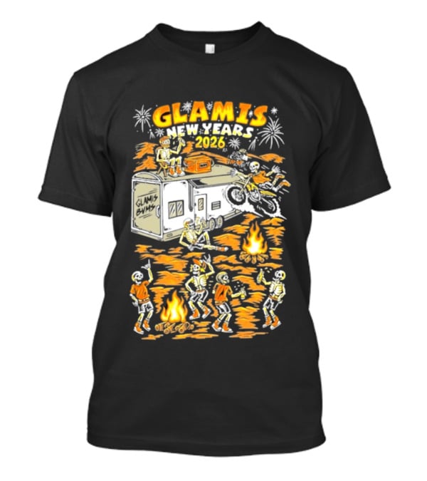 Glamis New Years 2026 Skeletons Campfire Celebration With Motorbike And Fireworks T-Shirt