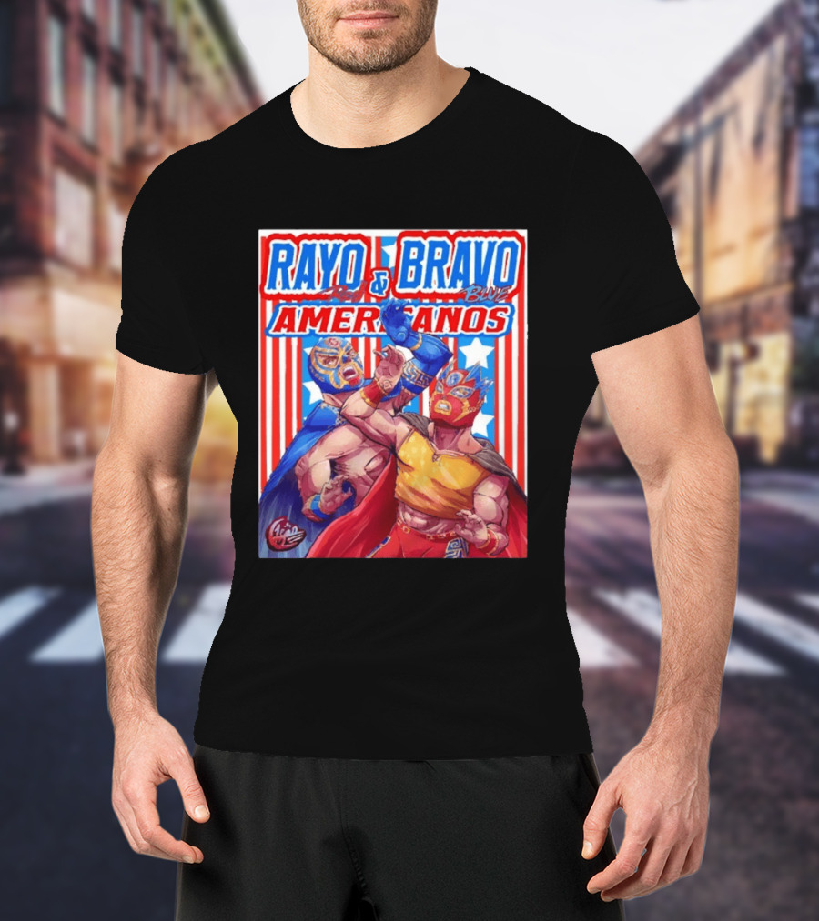 Rayo And Bravo Red Blue Americanos Wrestling Fan Favorite T-Shirt