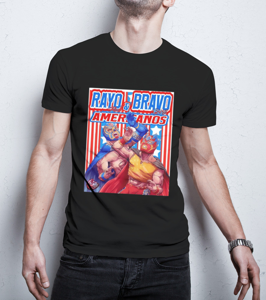 Rayo And Bravo Red Blue Americanos Wrestling Fan Favorite T-Shirt