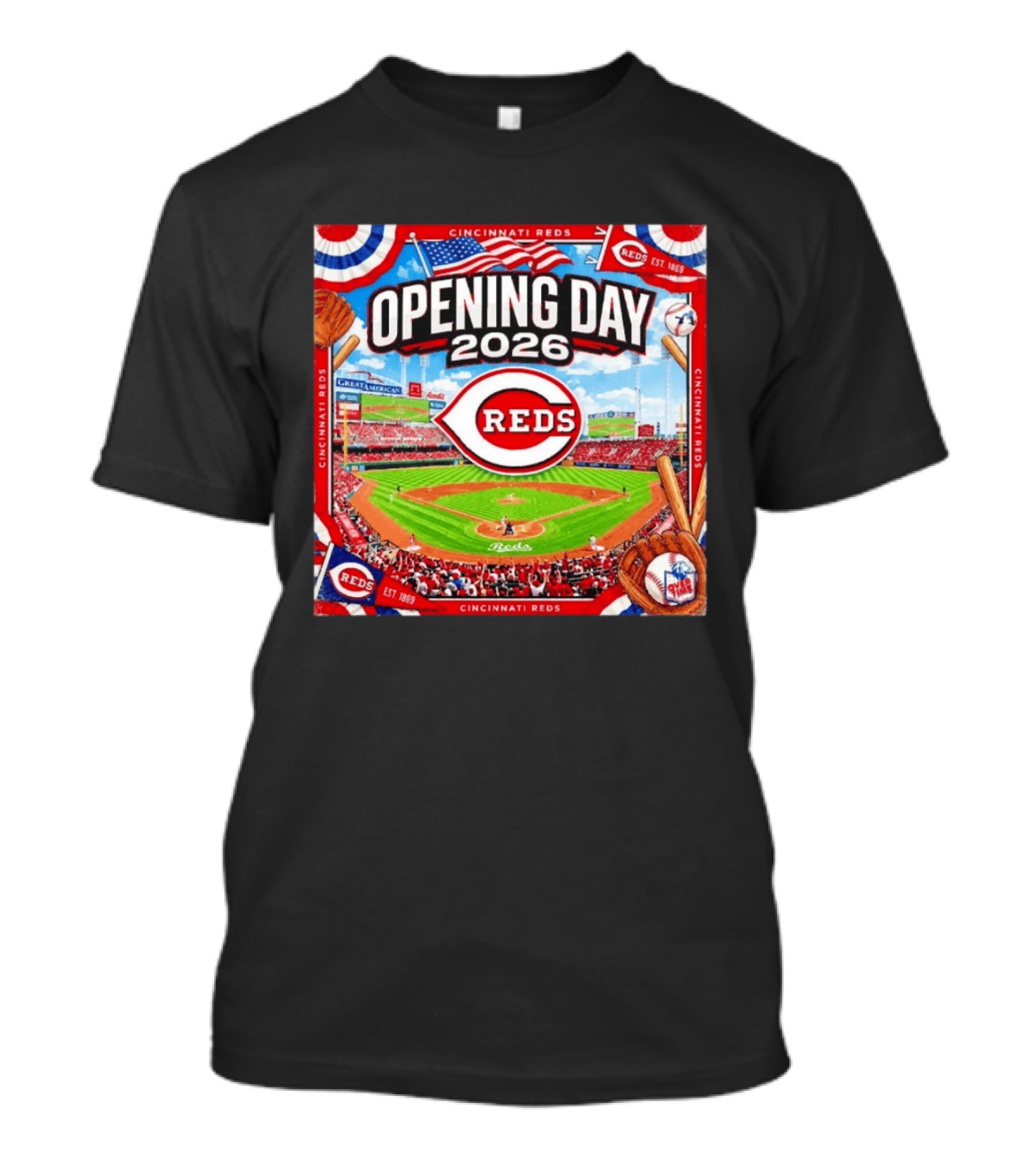 Cincinnati Reds Opening Day 2026 Great American Ball Park Baseball Celebration T-Shirt
