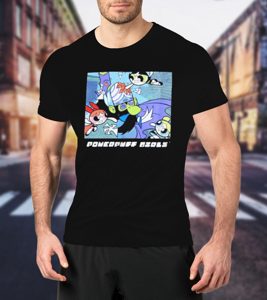 Powerpuff Girls Mojo Jojo Battle Scene Panel T-Shirt