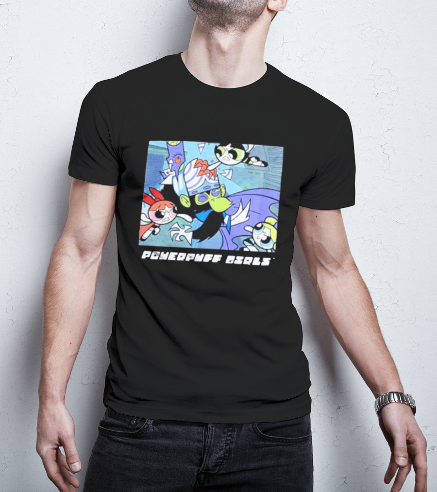 Powerpuff Girls Mojo Jojo Battle Scene Panel T-Shirt