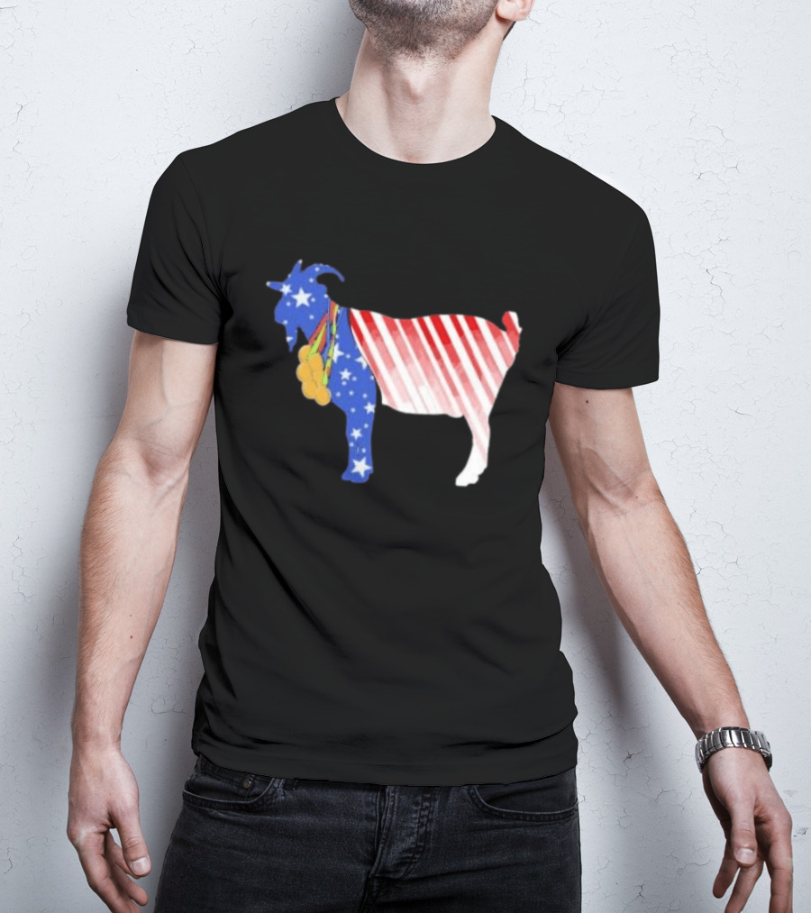USA GOAT Stars Stripes Olympic Medals T-Shirt