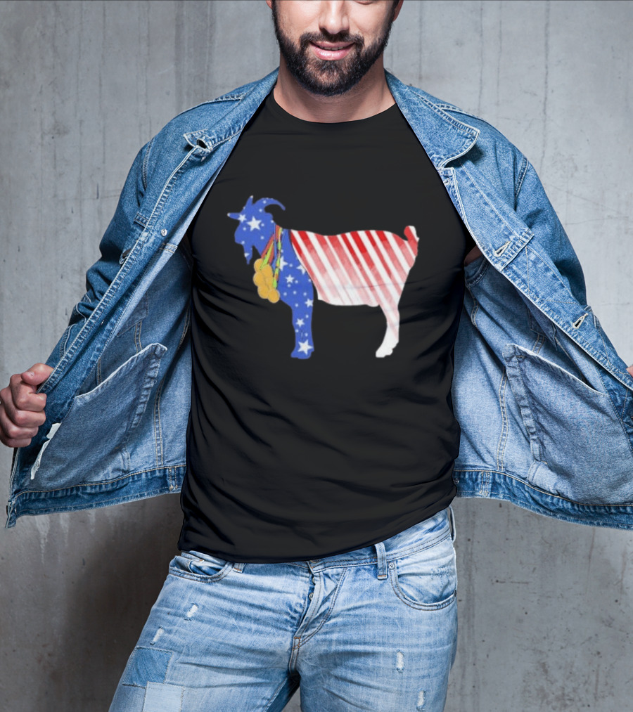 USA GOAT Stars Stripes Olympic Medals T-Shirt