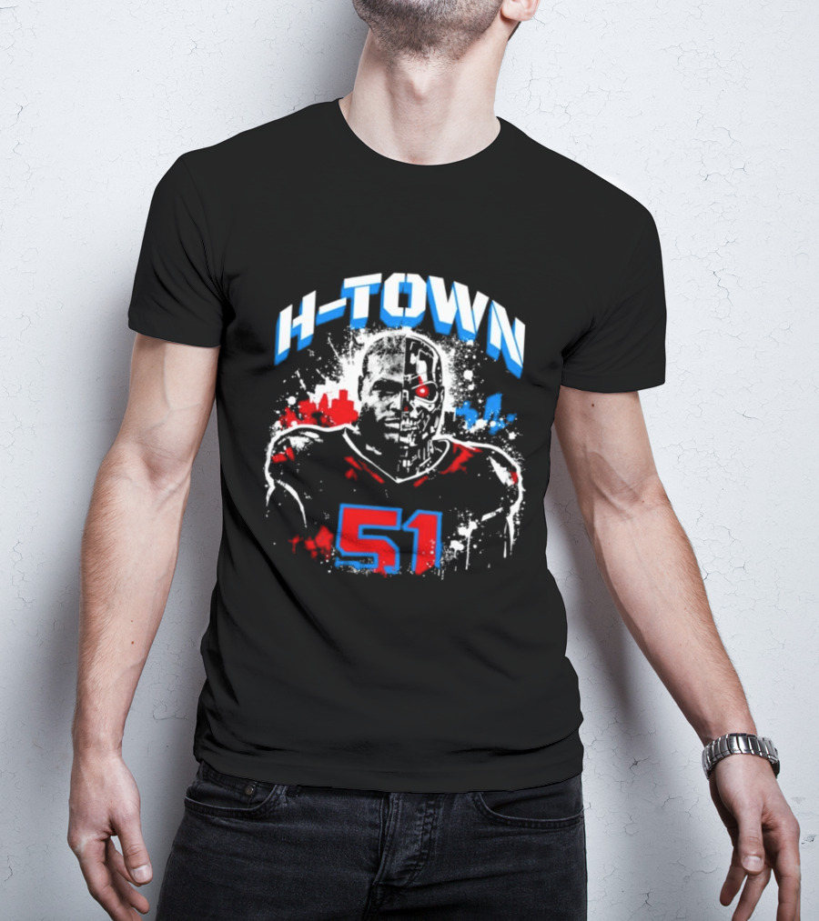 Will Anderson Jr. Number 51 Houston Texans H Town Skyline T-Shirt