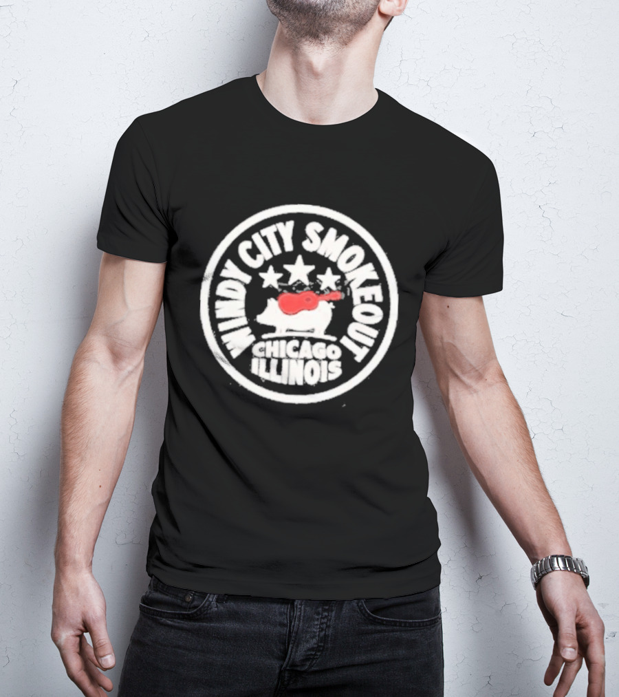 Windy City Smokeout Chicago Illinois Pig Guitar Stars T-Shirt