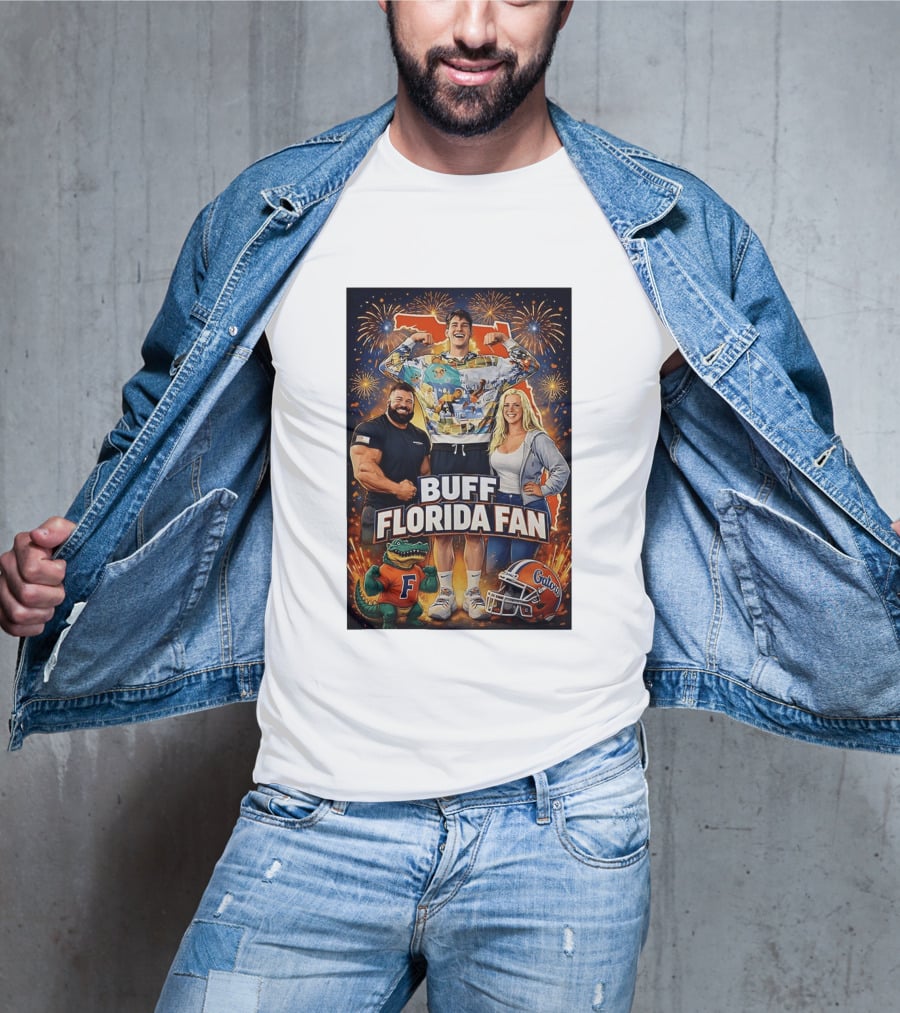 Buff Florida Fan Florida Gators F Mascot Football Helmet Fireworks T-Shirt
