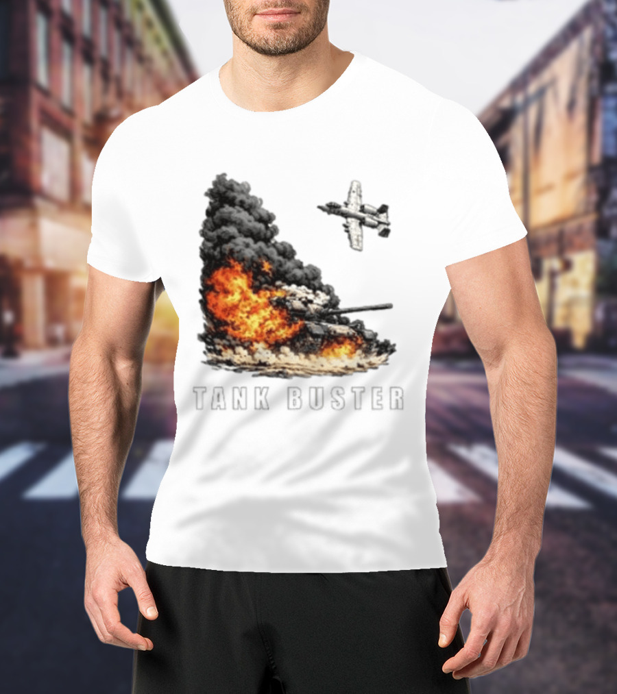 Tank Buster Explosion Fighter Plane Attack T-Shirt