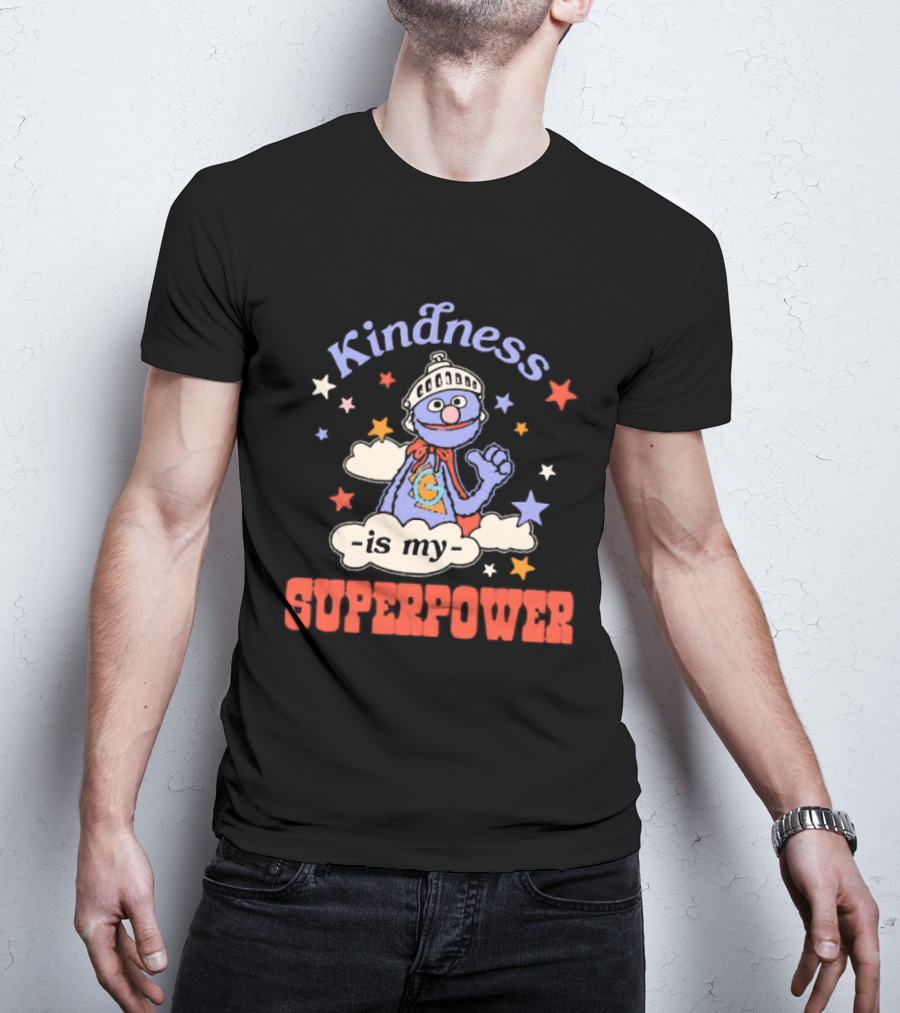 Kindness Is My Superpower Grover Colorful Stars And Clouds T-Shirt