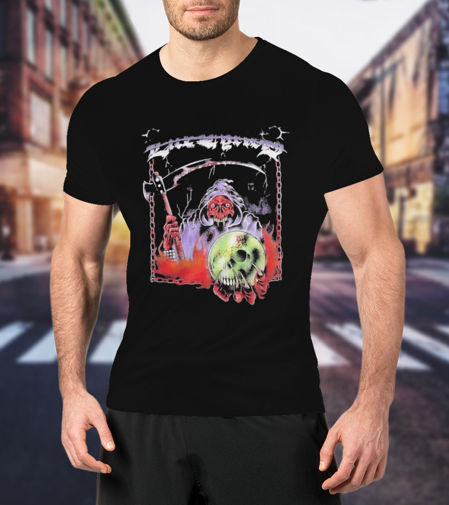 Life Cycles Skeleton Grim Reaper Holding Skull With Scythe Medieval Gothic T-Shirt