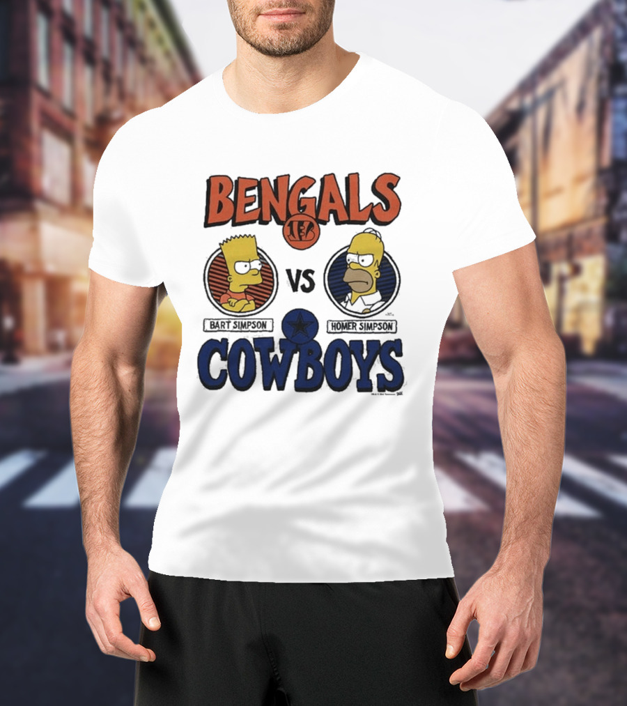 Bengals Vs Cowboys Bart Simpson Homer Simpson T-Shirt