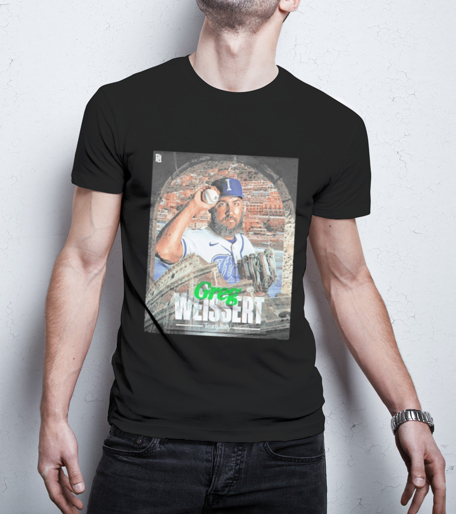 Greg Weissert Italy Pitcher Blue Colosseum Baseball Player T-Shirt