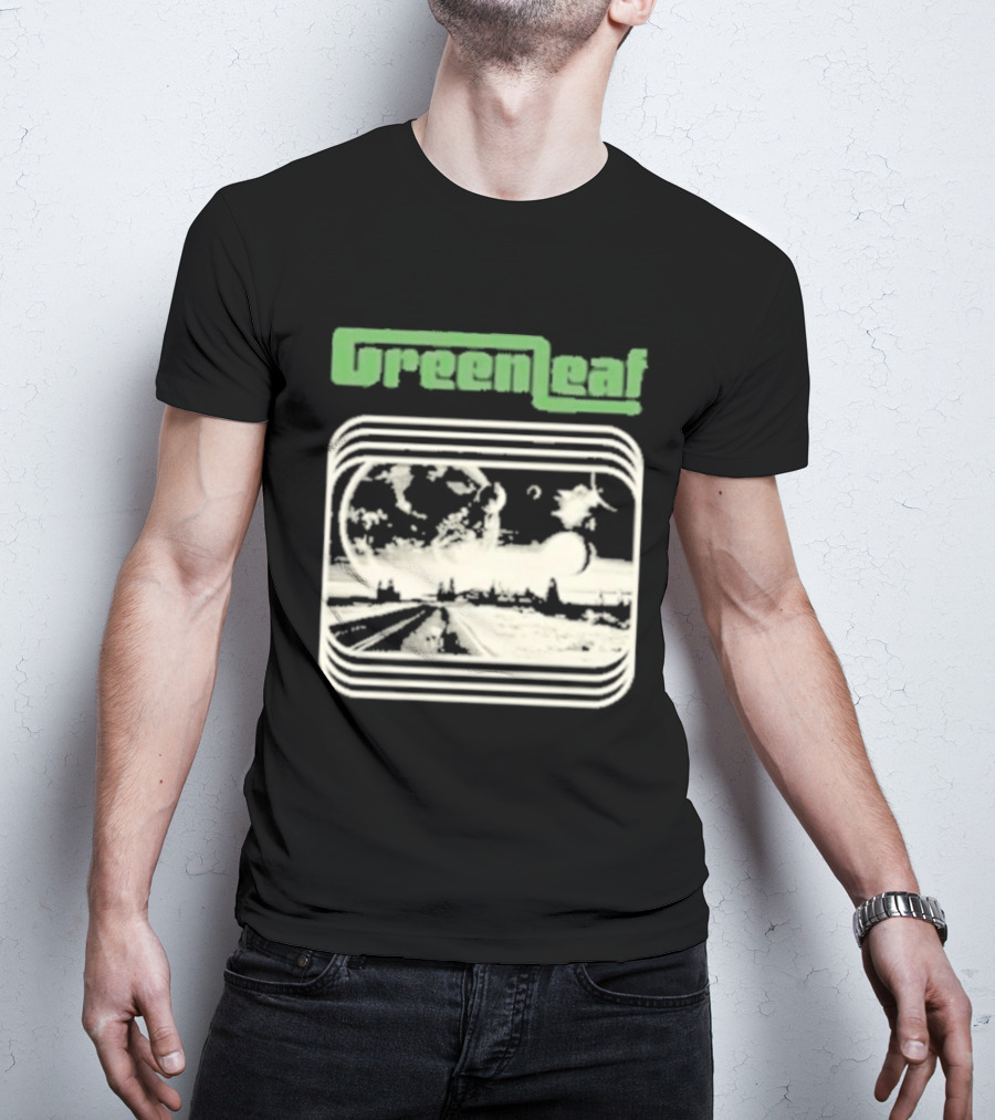 Greenleaf Black Space Scenic Globe With Railway Tracks T-Shirt