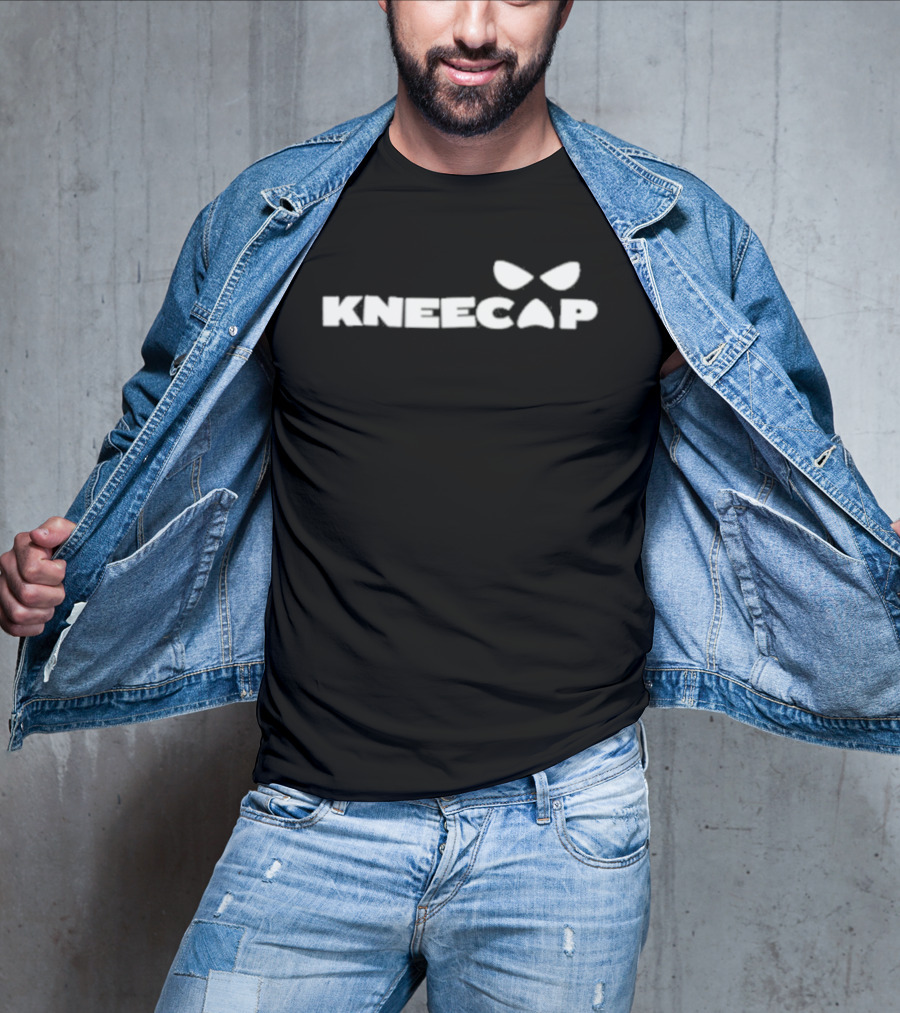 Kneecap Bold Text With Butterfly T-Shirt