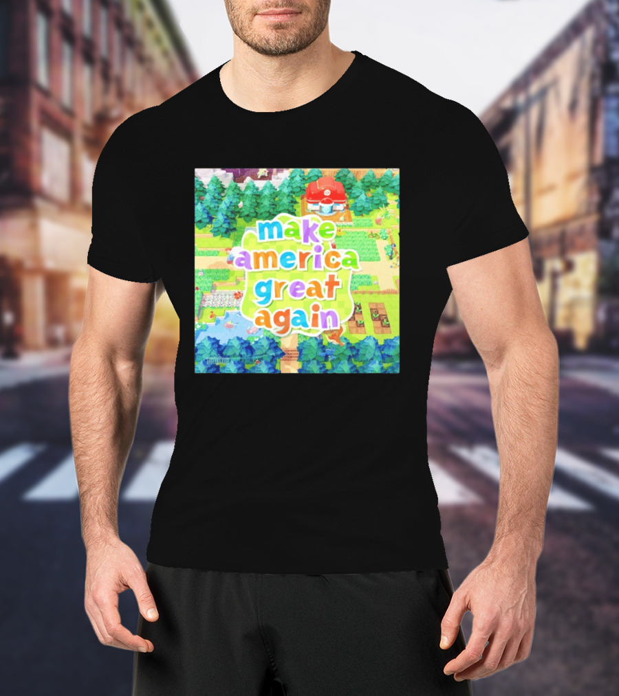 Make America Great Again Colorful Forest Game Inspired Scenery White House Pokopia Generator T-Shirt