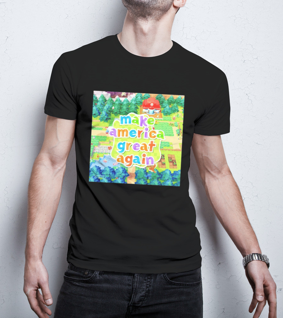 Make America Great Again Colorful Forest Game Inspired Scenery White House Pokopia Generator T-Shirt