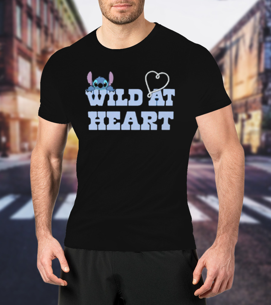 Wild At Heart Stitch Disney Character Cute Alien Heart T-Shirt