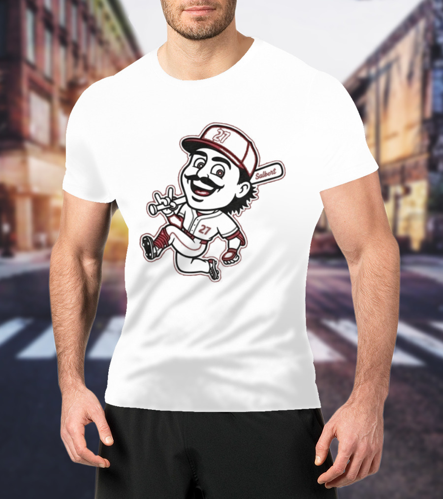 Sal Stewart Baseball Mascot Character With Bat And Mustache T-Shirt