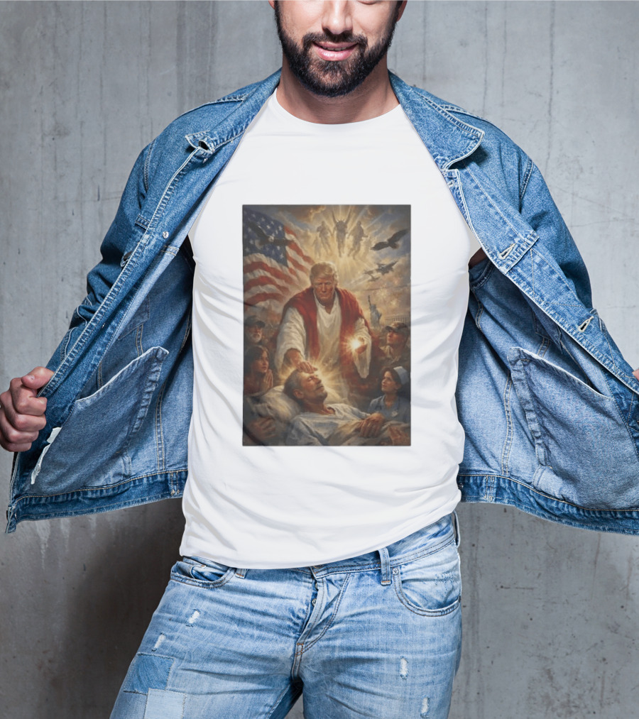Trump Jesus Epstein Biblical Revelation Imagery With American Flag T-Shirt