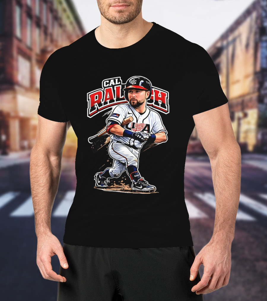 Cal Raleigh USA Baseball Classic Team Player Caricature T-Shirt