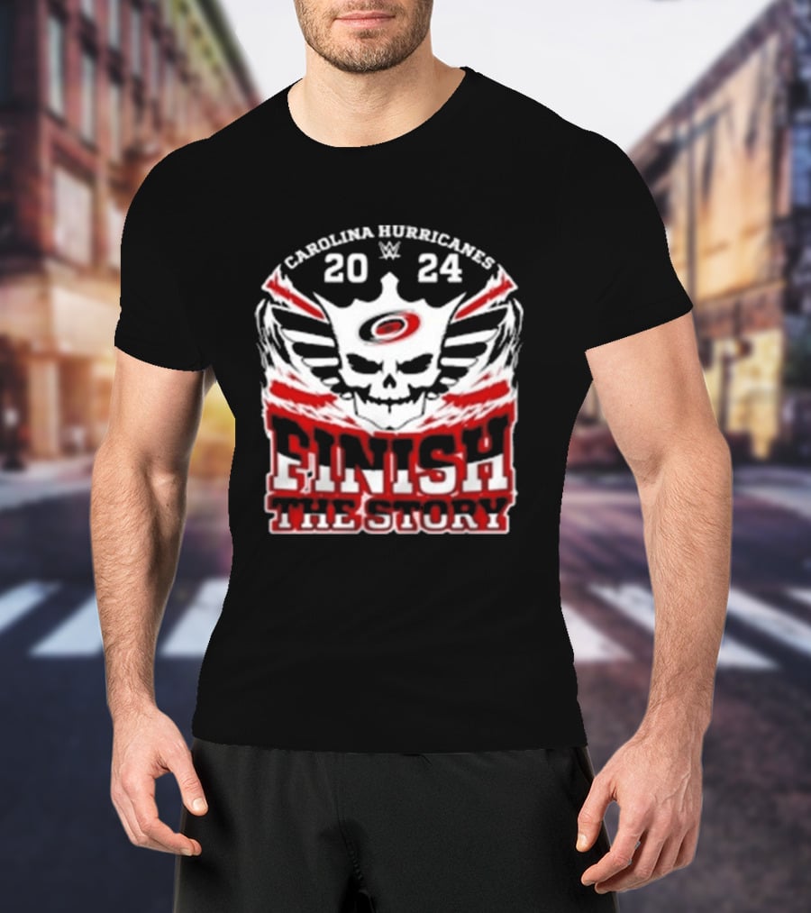 Cody Rhodes Carolina Hurricanes 2024 Finish The Story Skull Wings T-Shirt