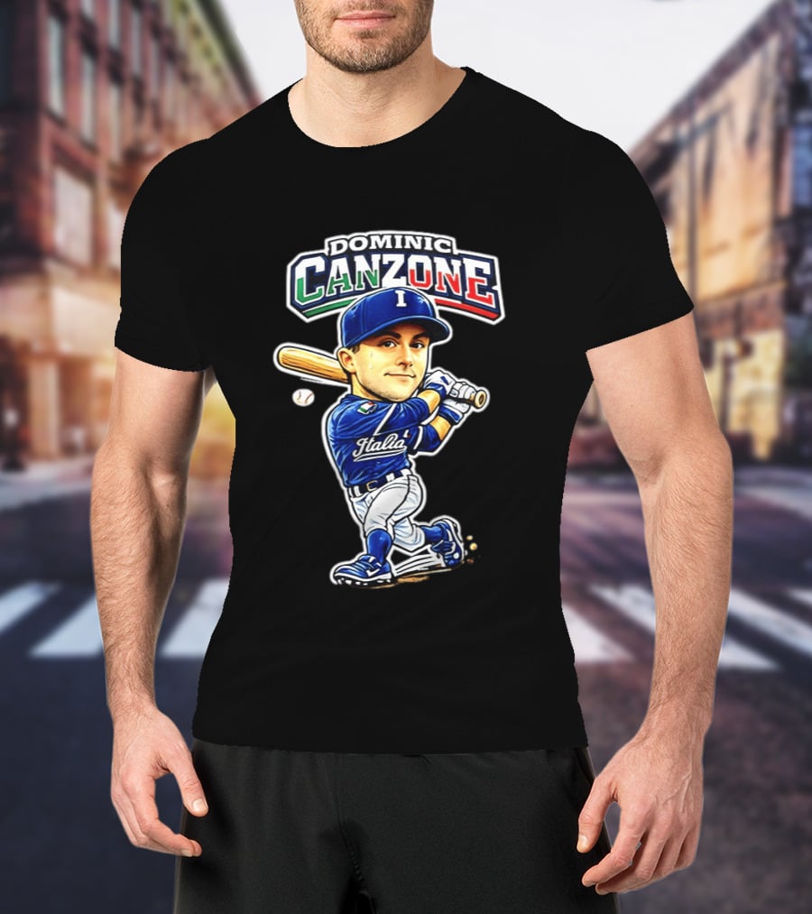 Italy Baseball Classic Dominic Canzone Italia Team Caricature T-Shirt