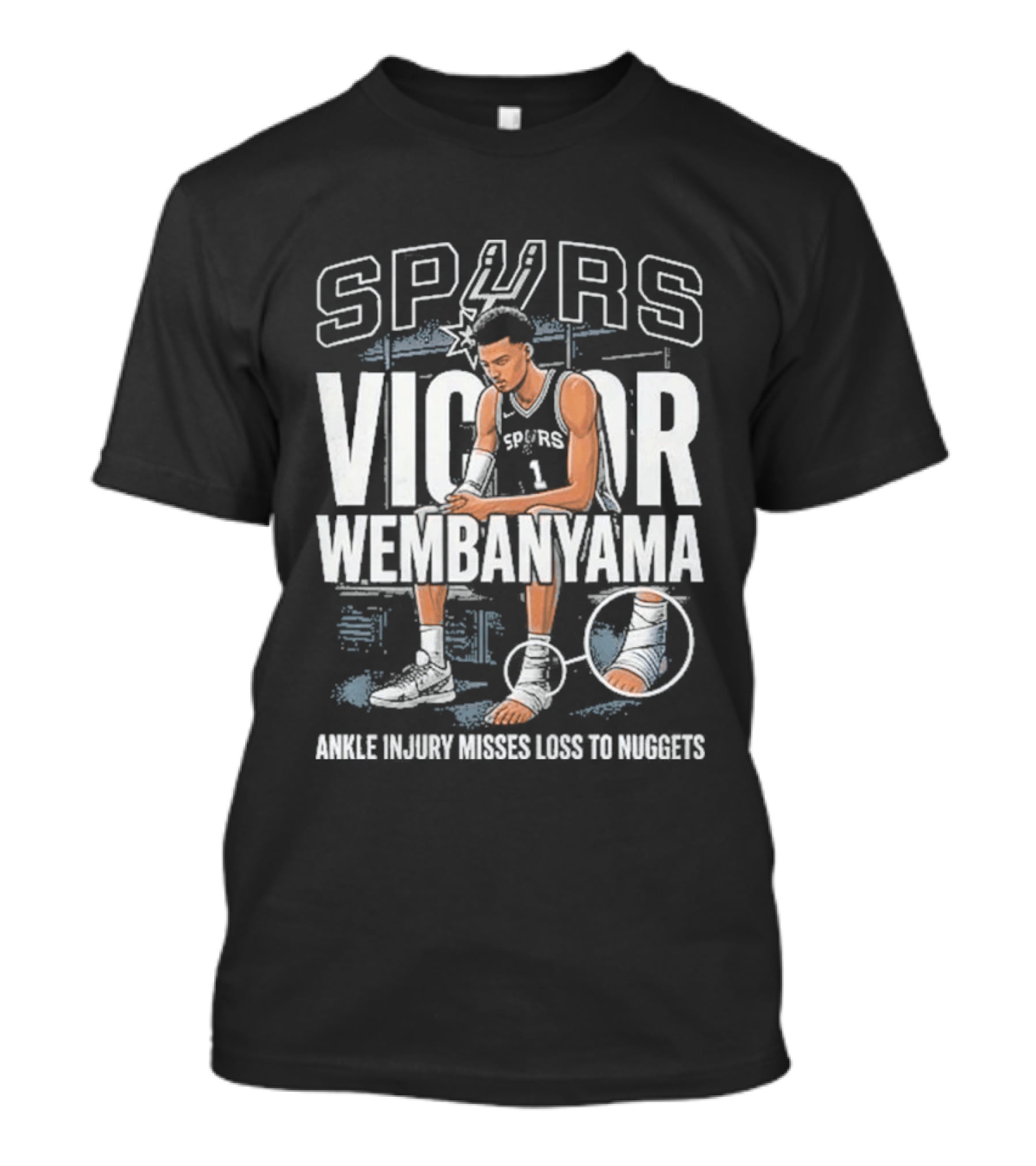 Spurs Victor Wembanyama Ankle Injury Misses Loss To Nuggets T-Shirt