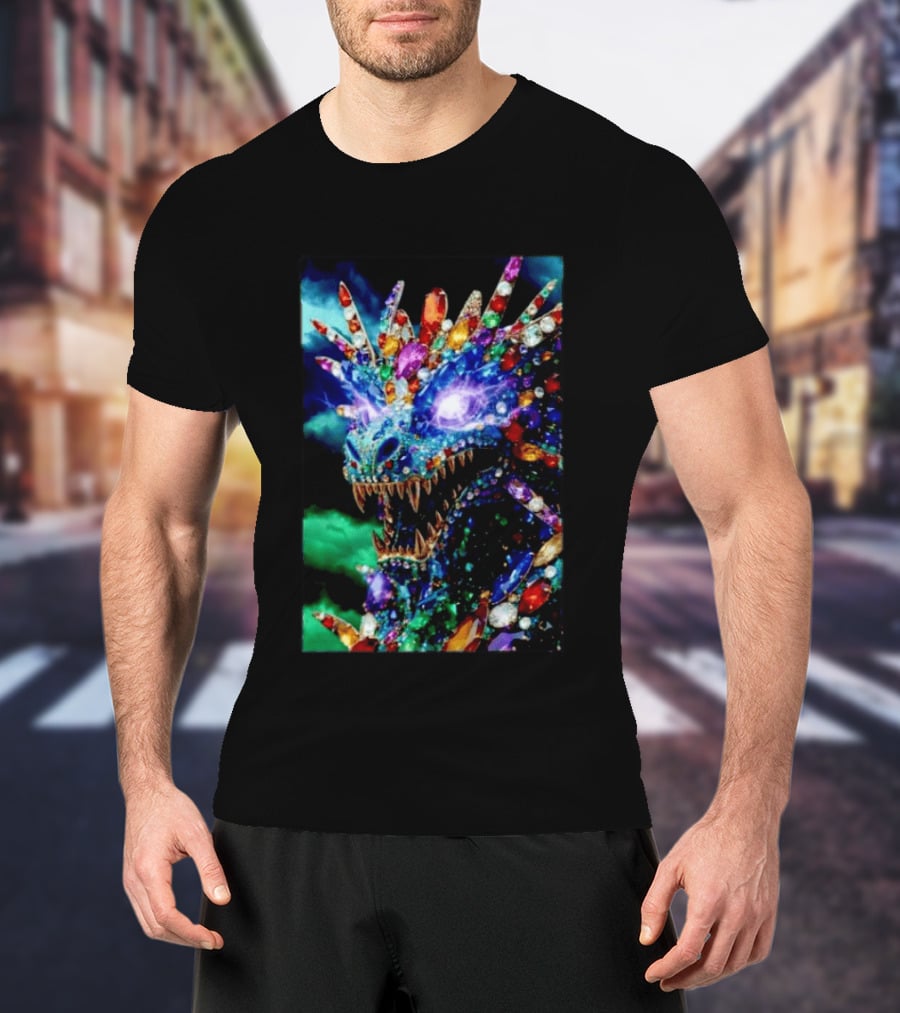 Dragon Crystal Psychedelic Gem Monster Multicolor Jewel Encrusted Creature T-Shirt