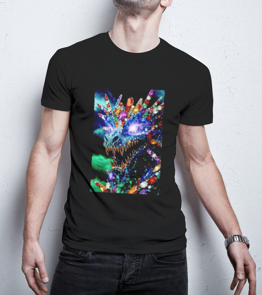 Dragon Crystal Psychedelic Gem Monster Multicolor Jewel Encrusted Creature T-Shirt