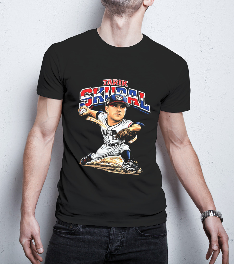 Tarik Skubal USA Baseball Classic Pitcher Caricature T-Shirt