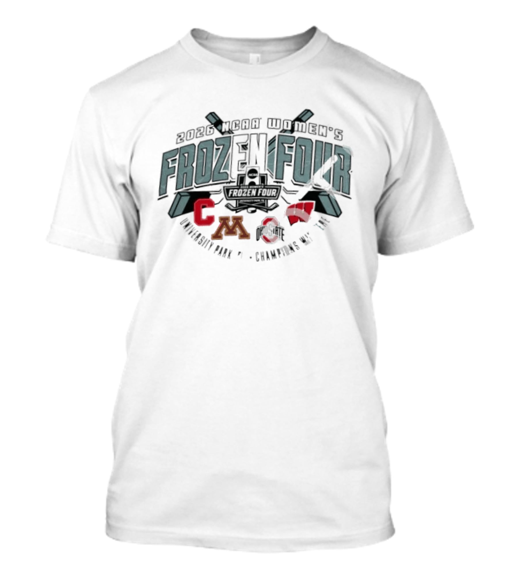 2026 NCAA Women's Frozen Four University Park Pennsylvania Hockey Champions Minnesota Clarkson Cornell St. Cloud State T-Shirt