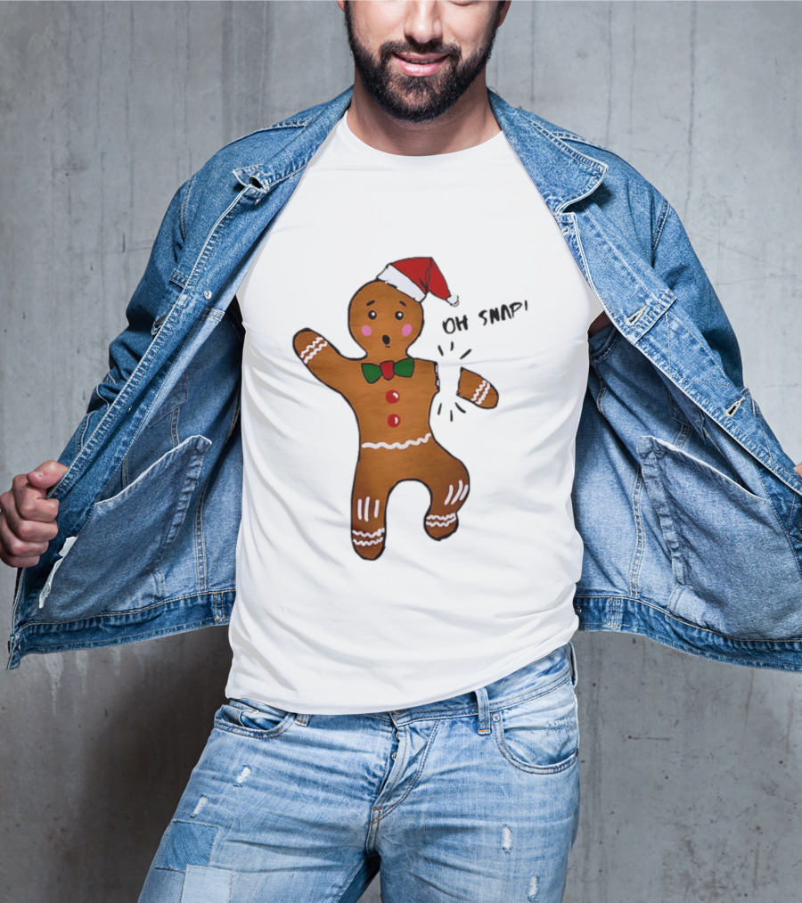 Gingerbread Man Oh Snap Broken Arm Christmas Humor T-Shirt
