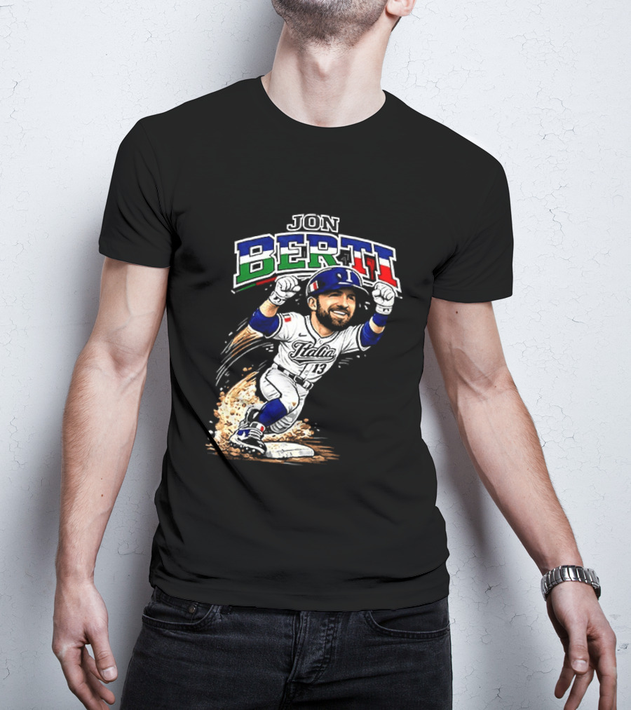 Jon Berti Italy Baseball Classic Caricature 13 T-Shirt
