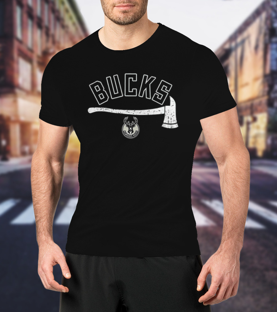 Bucks Firefighter Axe Milwaukee Team T-Shirt