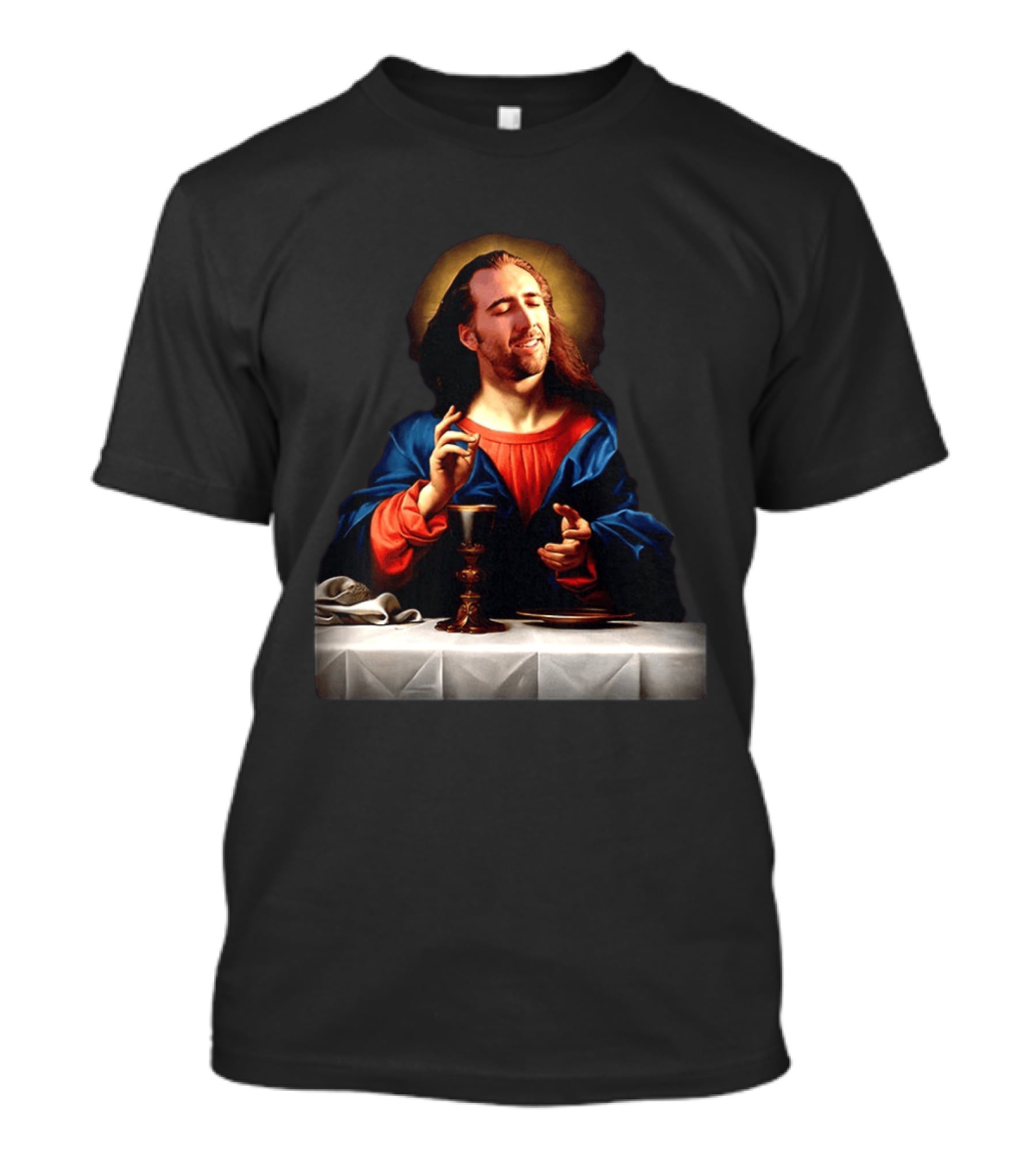 Nic Jesus Blessing The Bread And Wine Iconic Meme Mashup T-Shirt
