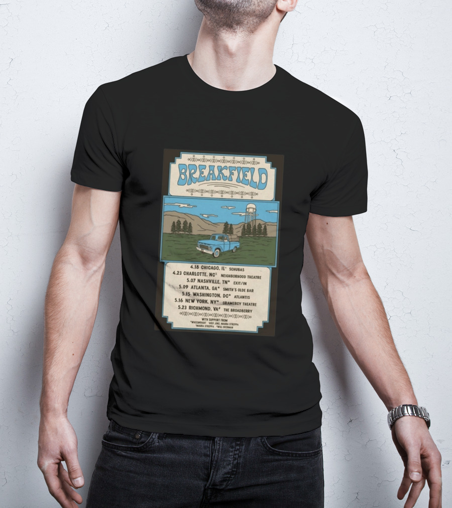 Breakfield 2026 Spring Tour Dates With Classic Truck And Scenic Landscape T-Shirt
