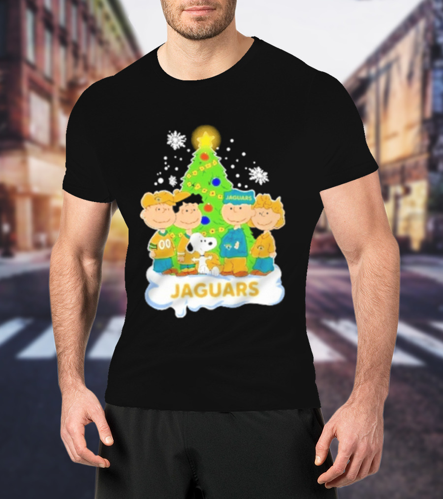 Jacksonville Jaguars Snoopy Peanuts Christmas Tree Celebration T-Shirt