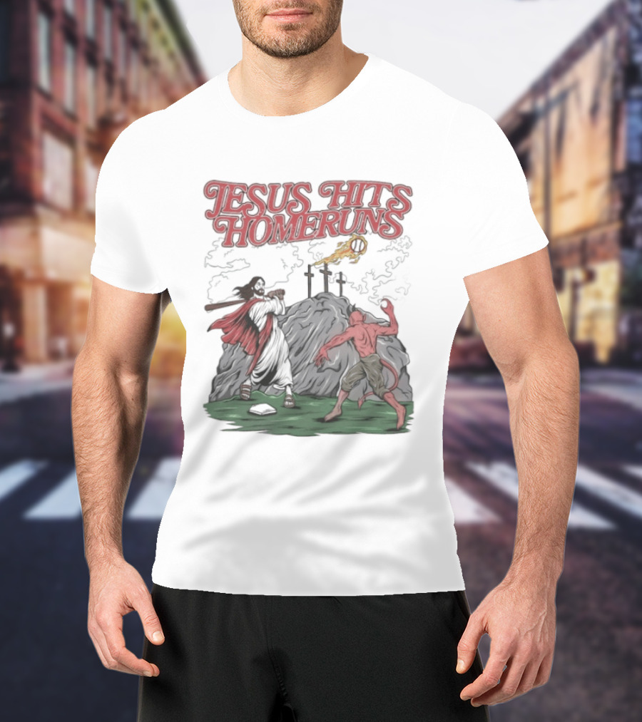 Jesus Hits Homeruns Biblical Baseball T-Shirt