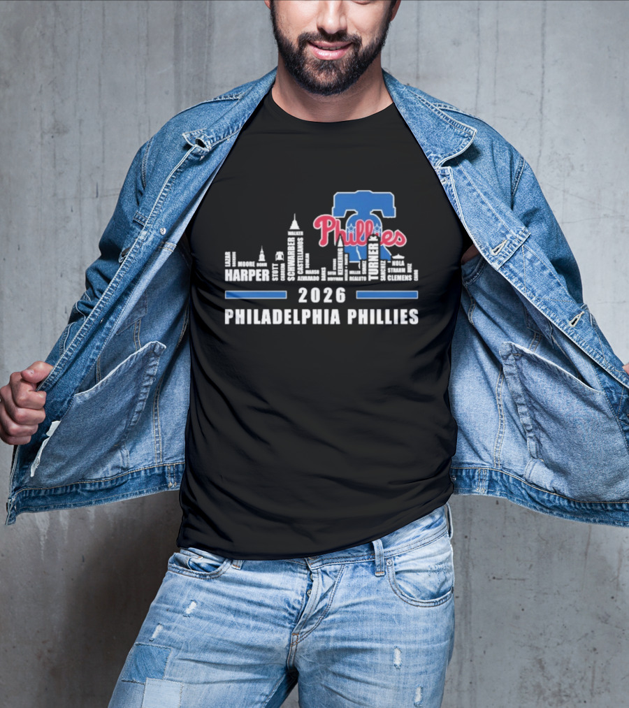 2026 Philadelphia Phillies Harper Philadelphia Skyline T-Shirt