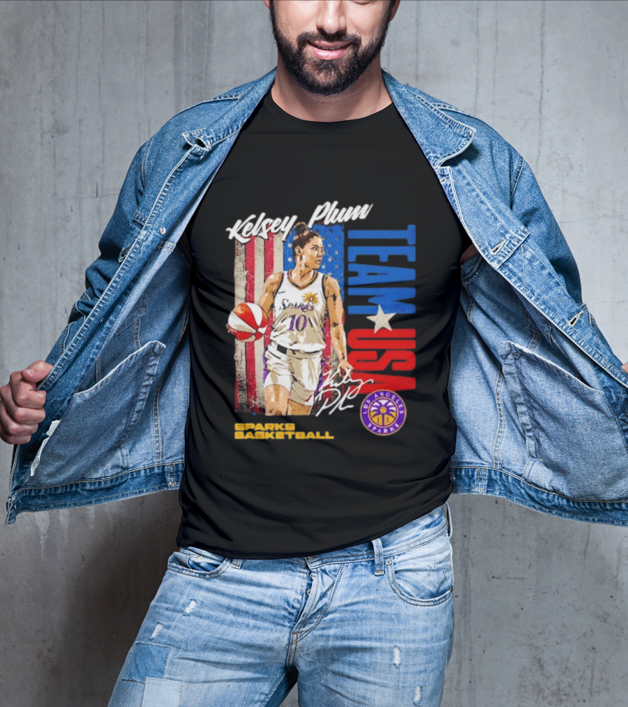 Kelsey Plum Team USA Los Angeles Sparks Basketball Spark T-Shirt