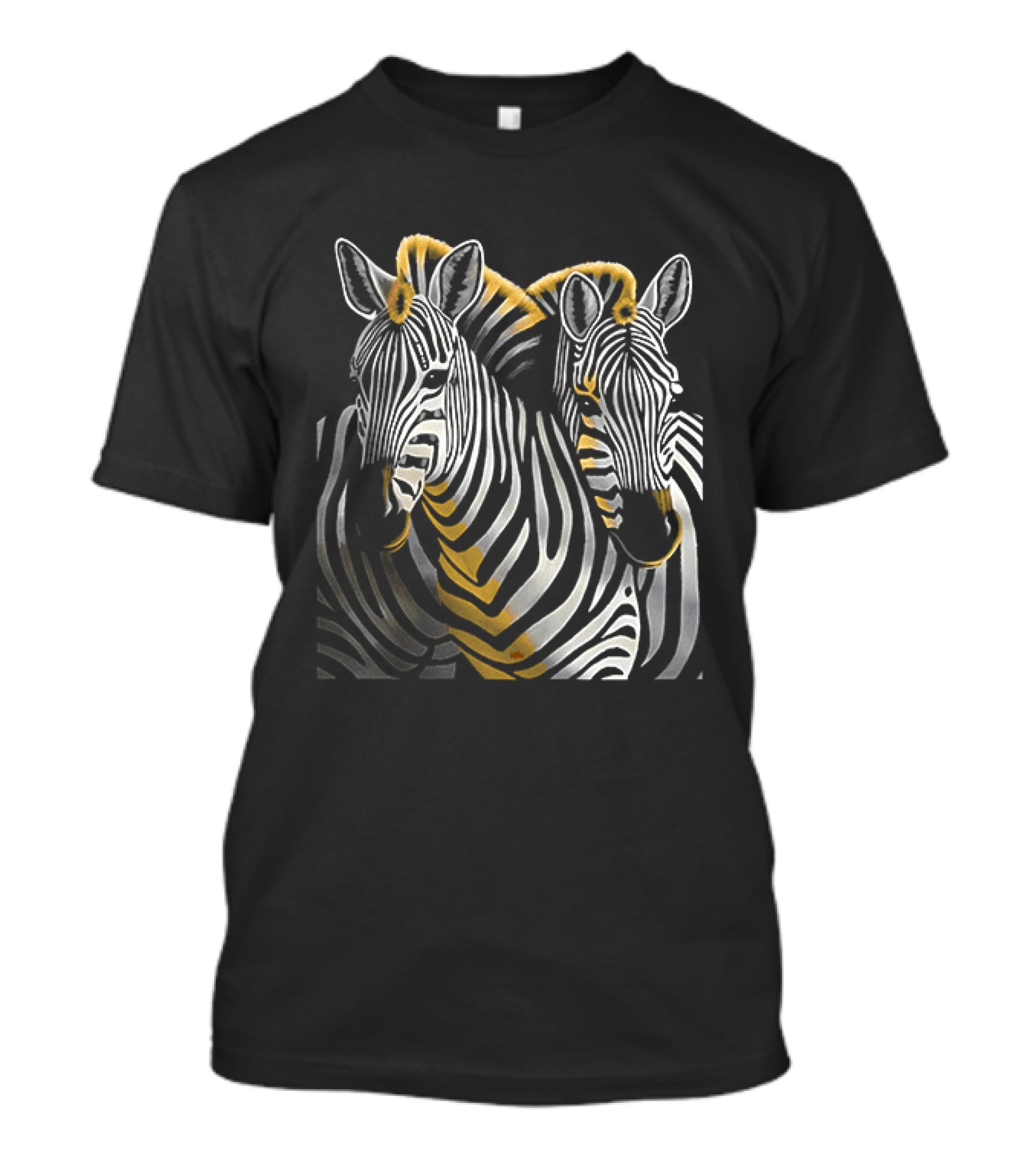 The Couple Of Zebras Striped Duo Art With Golden Highlights T-Shirt