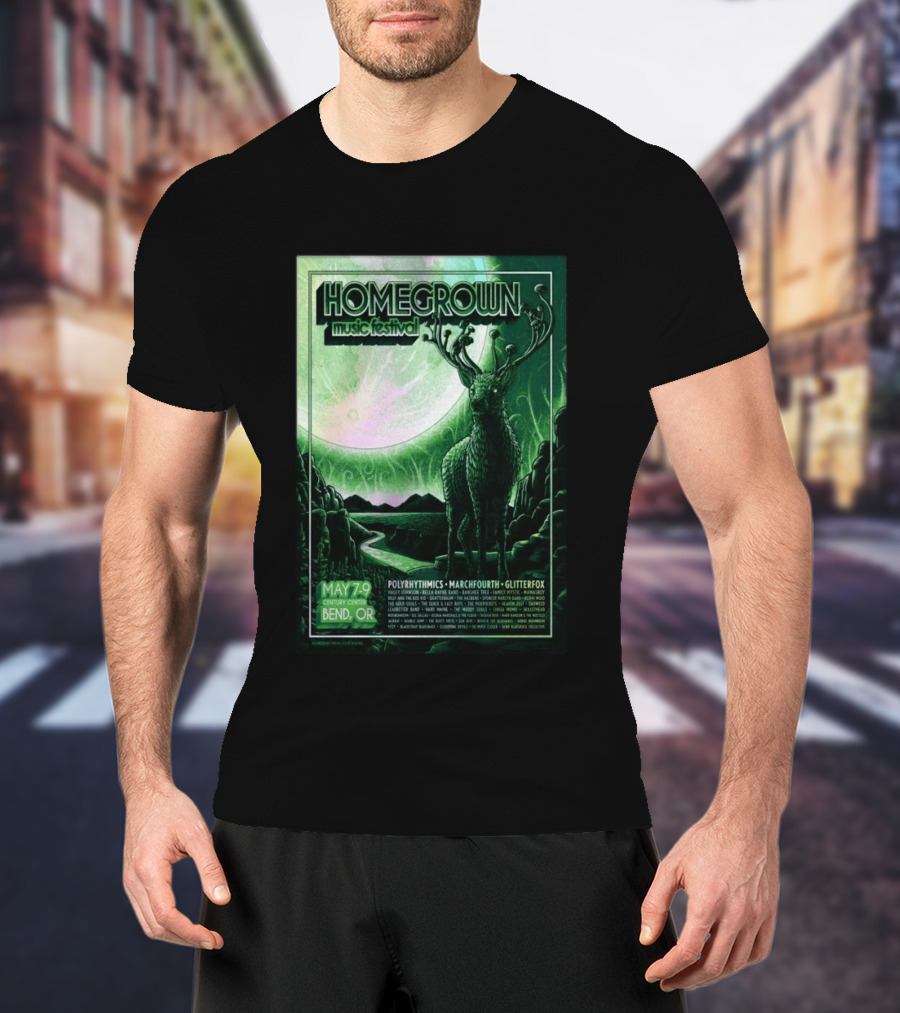 Homegrown Music Festival Bend OR May 7 9 2026 Century Center Polyrhythmics Marchfourth Glitterfox T-Shirt