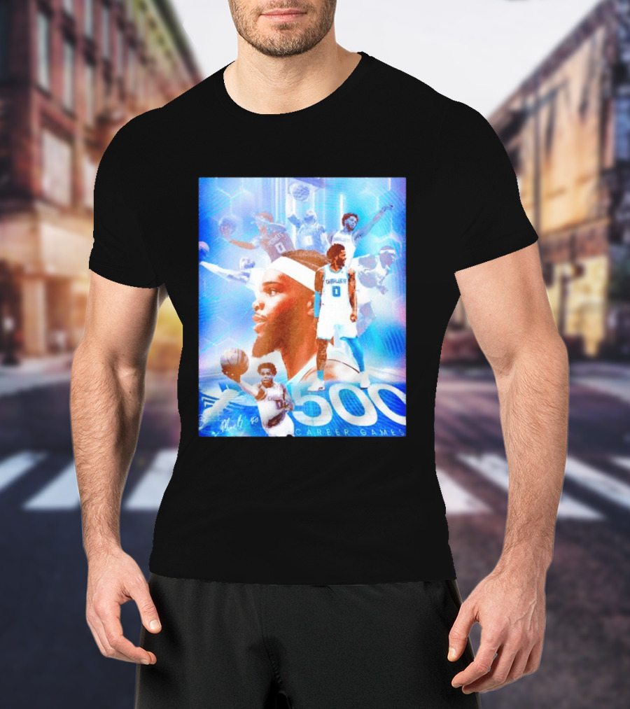 Miles Bridges 500 Career Games Collage Charlotte Hornets NBA Basketball T-Shirt