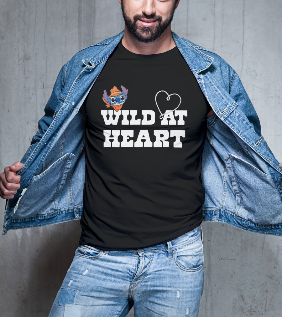 Stitch Wild At Heart With Love Icon And Fun Expression T-Shirt